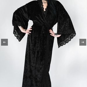 Foxblood Bathory Dressing Robe in Black Velvet